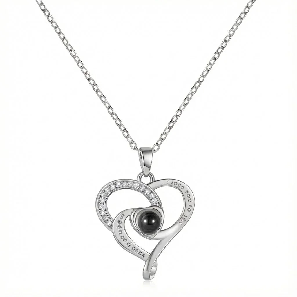 PhilU - Personalised Infinity Love Knot Photo Projection Necklace - Premium E-Coating Cooper / Silver