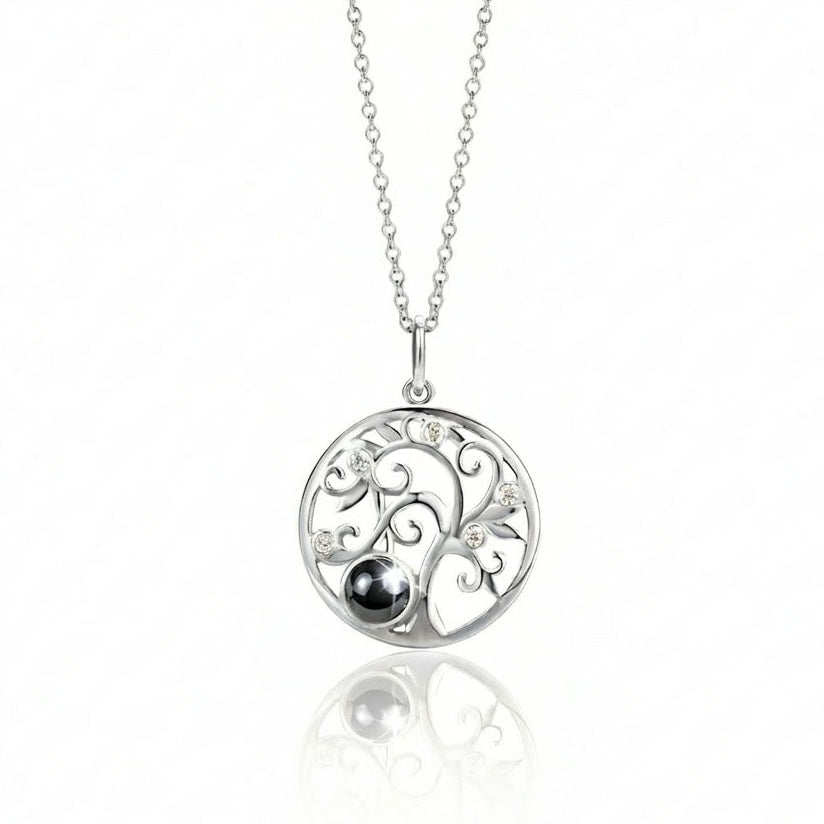 PhilU - Personalised Tree of Life Photo Projection Necklace - Premium E-Coating Cooper / Silver