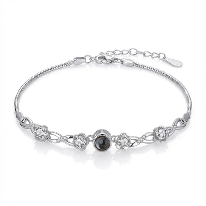 PhilU - Personalised Blooming Memory Photo Projection Bracelet - Premium E-Coating Cooper / Silver