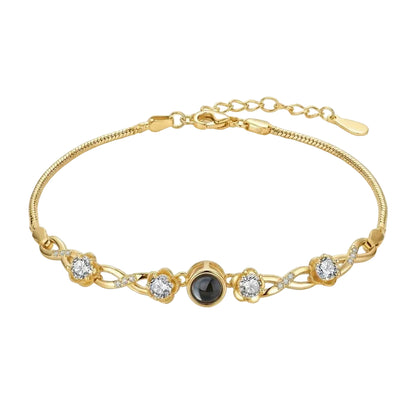PhilU - Personalised Blooming Memory Photo Projection Bracelet - Premium E-Coating Cooper / Gold