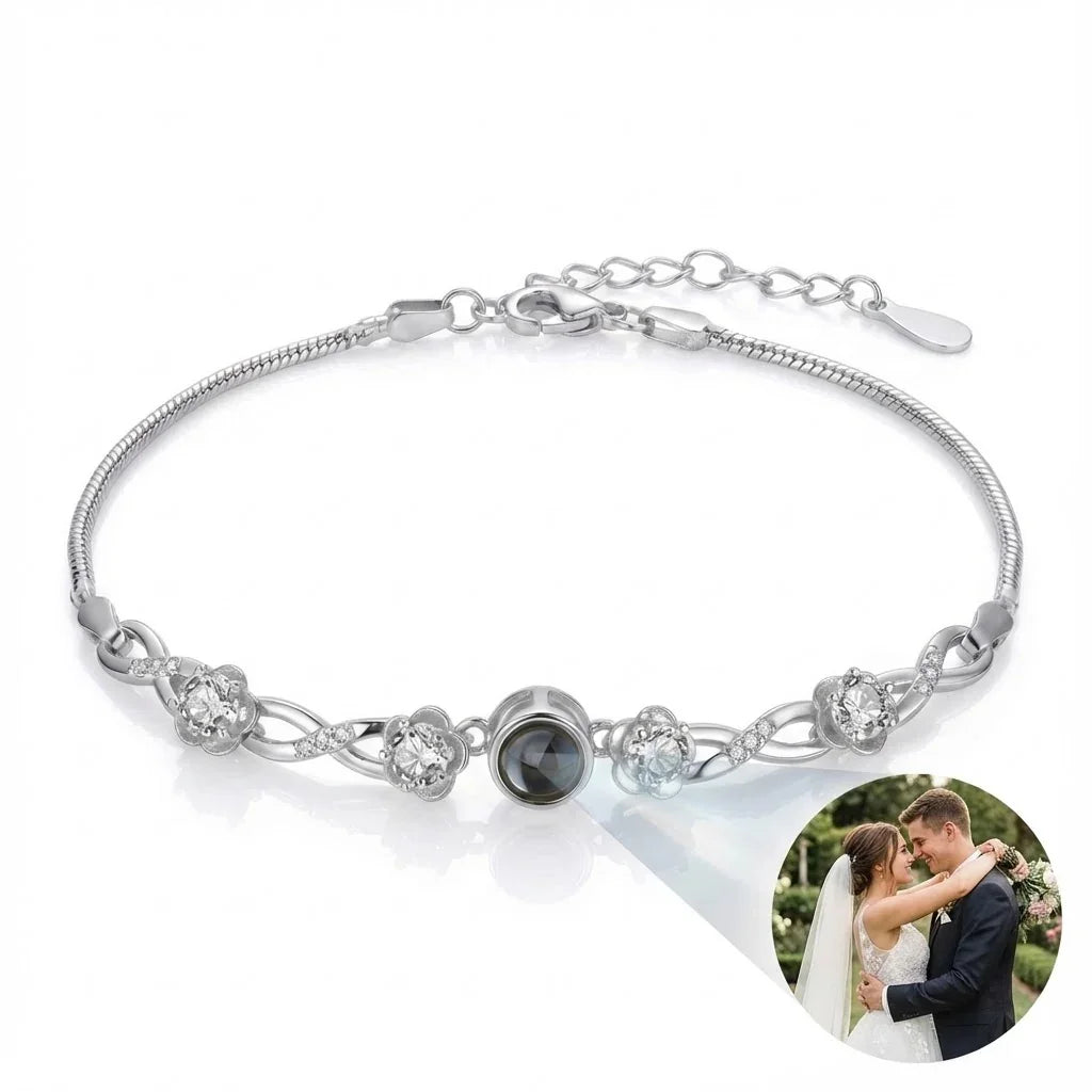 PhilU - Personalised Blooming Memory Photo Projection Bracelet - Premium E-Coating Cooper / Rose gold