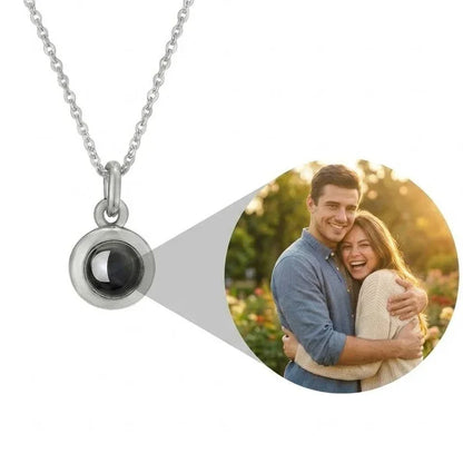 PhilU - Personalised Classic Circle Photo Projection Necklace - Premium E-Coating Cooper / Rose gold