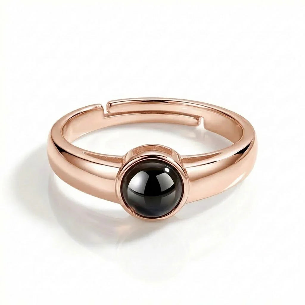 PhilU - Personalised Classic Couple Photo Projection Ring - Premium E-Coating Cooper / Rose gold