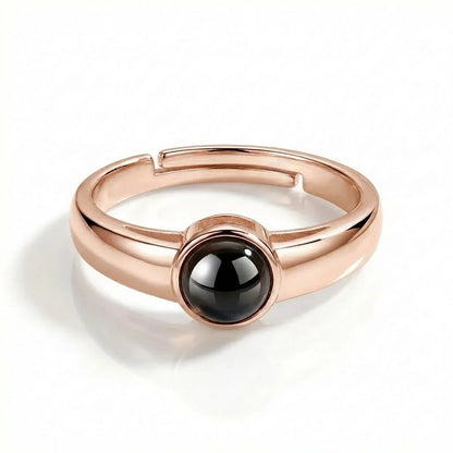 PhilU - Personalised Classic Couple Photo Projection Ring - Premium E-Coating Cooper / Rose gold