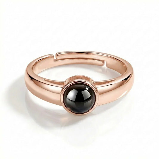 PhilU - Personalised Classic Couple Photo Projection Ring - Premium E-Coating Cooper / Rose gold