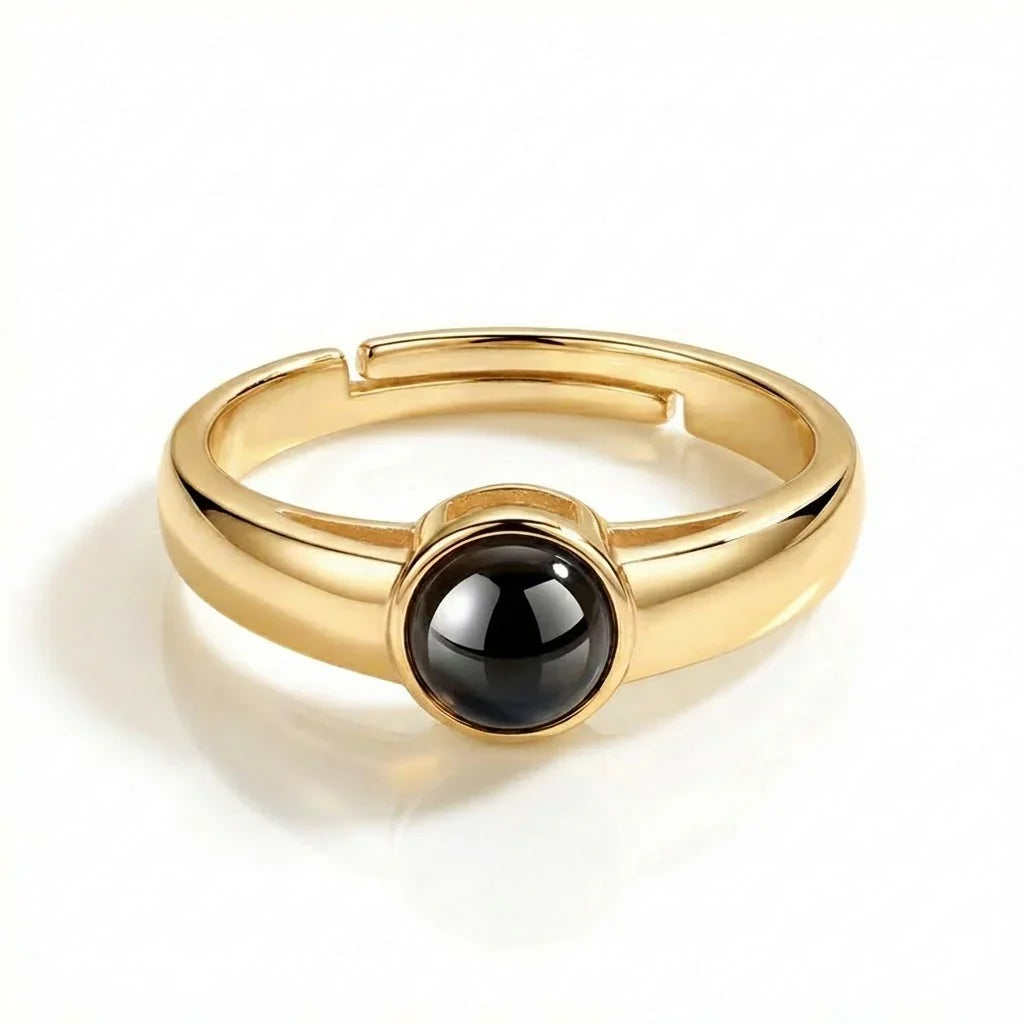 PhilU - Personalised Classic Couple Photo Projection Ring - Premium E-Coating Cooper / Gold