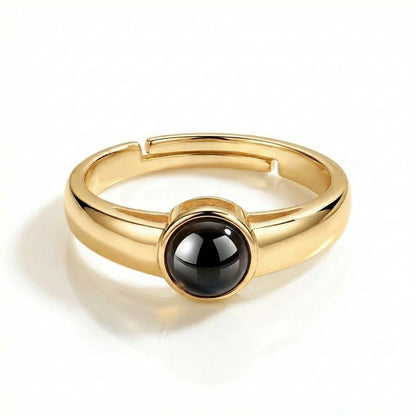 PhilU - Personalised Classic Couple Photo Projection Ring - Premium E-Coating Cooper / Gold