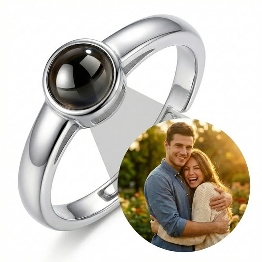 PhilU - Personalised Classic Couple Photo Projection Ring - Premium E-Coating Cooper / Rose gold