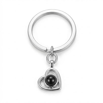 PhilU - Personalised Classic Heart Photo Projection Key Chain - Premium 18k Gold Plated Stainless Steel / Silver