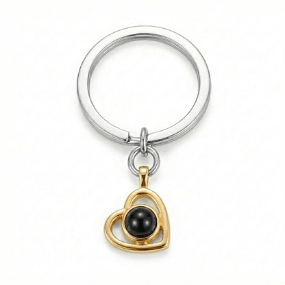 PhilU - Personalised Classic Heart Photo Projection Key Chain - Premium 18k Gold Plated Stainless Steel / Gold