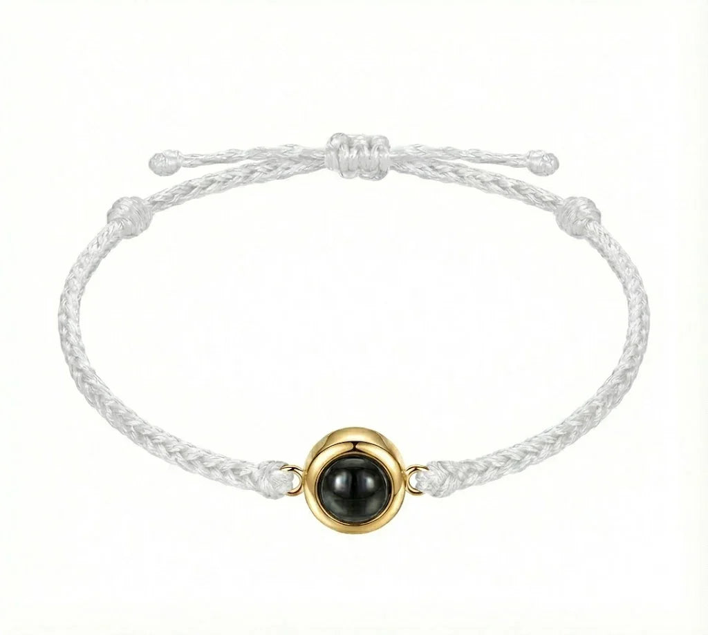 PhilU - Personalised Classic Loop Photo Projection Bracelet - Classic / Premium E-Coating Cooper / White/Gold