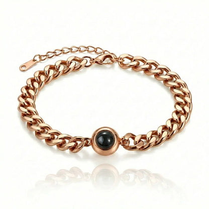 PhilU - Personalised Classic Memory Chain Photo Projection Bracelet - Premium E-Coating Cooper / Rose gold