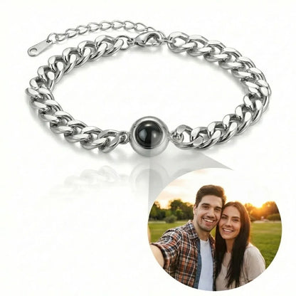 PhilU - Personalised Classic Memory Chain Photo Projection Bracelet - Premium E-Coating Cooper / Rose gold
