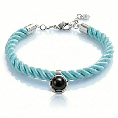 PhilU - Personalised Classic Rope Photo Projection Bracelet - Premium E-Coating Cooper / Blue