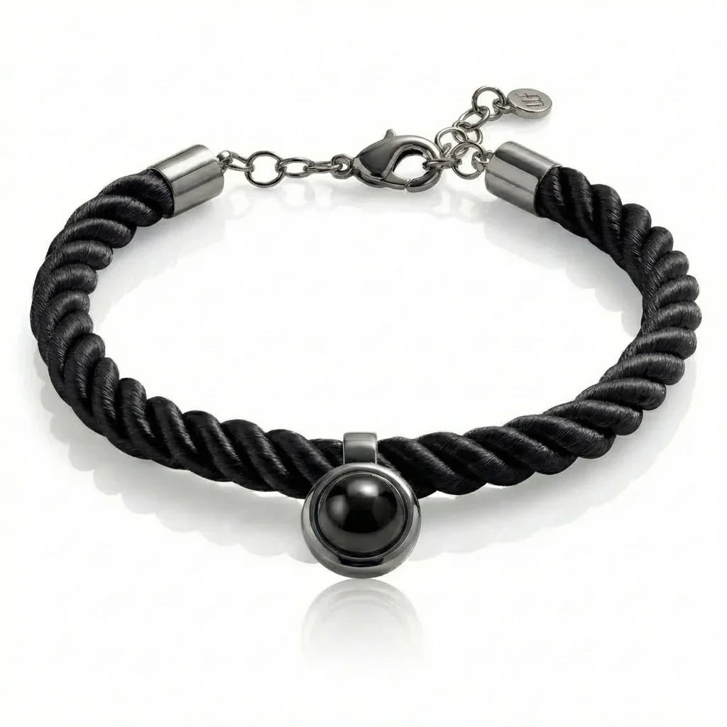 PhilU - Personalised Classic Rope Photo Projection Bracelet - Premium E-Coating Cooper / Black
