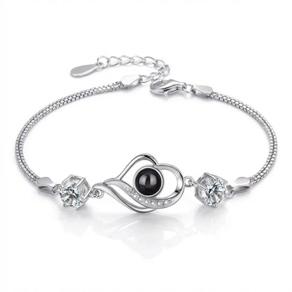 PhilU - Personalised Eternal Heart Photo Projection Bracelet - Premium E-Coating Cooper / Silver