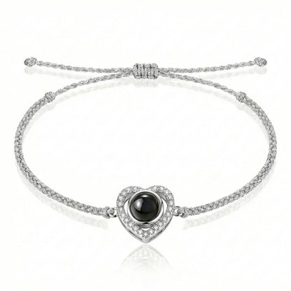 PhilU - Personalised Heart Loop Photo Projection Bracelet - Premium E-Coating Cooper / Silver