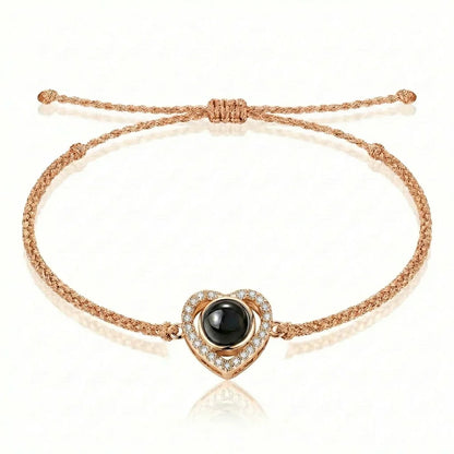 PhilU - Personalised Heart Loop Photo Projection Bracelet - Premium E-Coating Cooper / Rose gold
