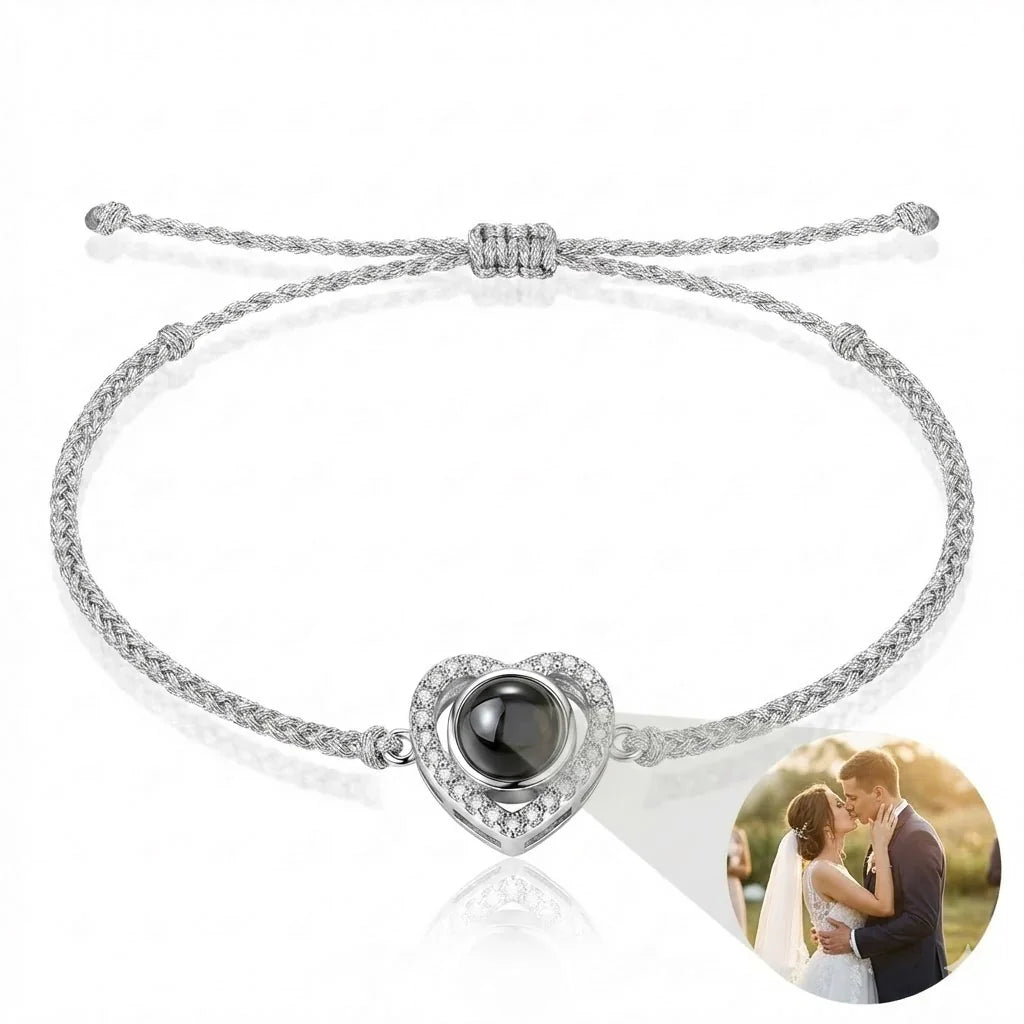 PhilU - Personalised Heart Loop Photo Projection Bracelet - Premium E-Coating Cooper / Rose gold