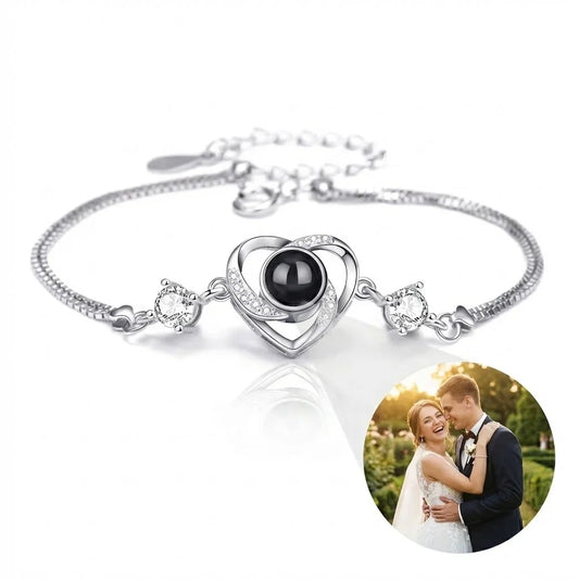 PhilU - Personalised Heart Shape Photo Projection Bracelet - Premium E-Coating Cooper / Rose gold