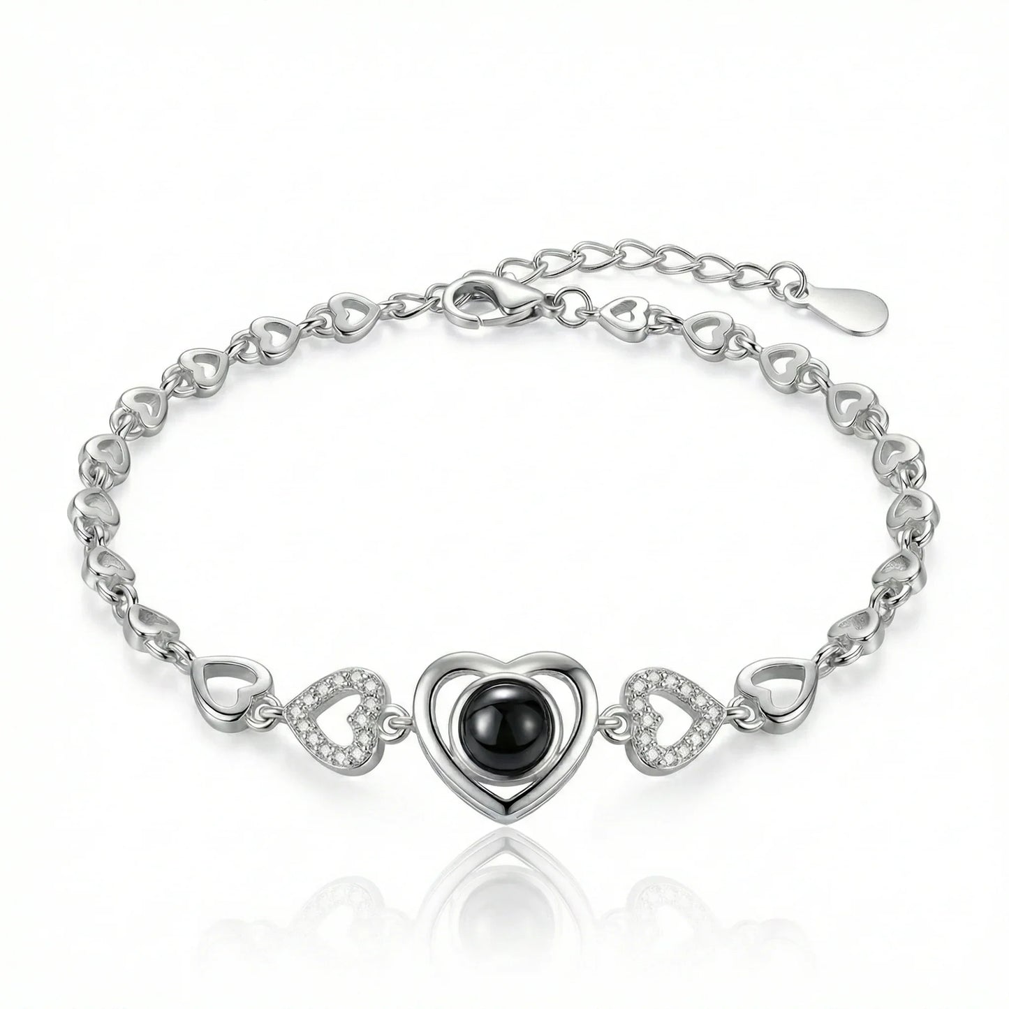 PhilU - Personalised Magic Heart Photo Projection Bracelet - Premium E-Coating Cooper / Silver