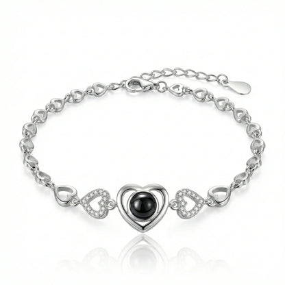 PhilU - Personalised Magic Heart Photo Projection Bracelet - Premium E-Coating Cooper / Silver