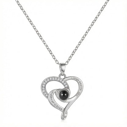 PhilU - Personalised Infinity Love Knot Photo Projection Necklace - Premium E-Coating Cooper / Silver