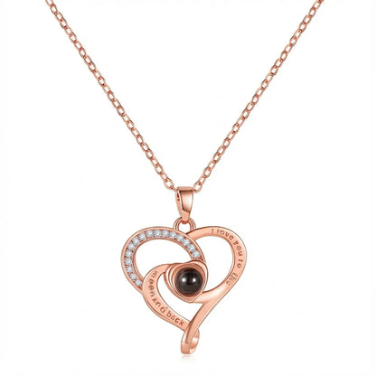 PhilU - Personalised Infinity Love Knot Photo Projection Necklace - Premium E-Coating Cooper / Rose gold