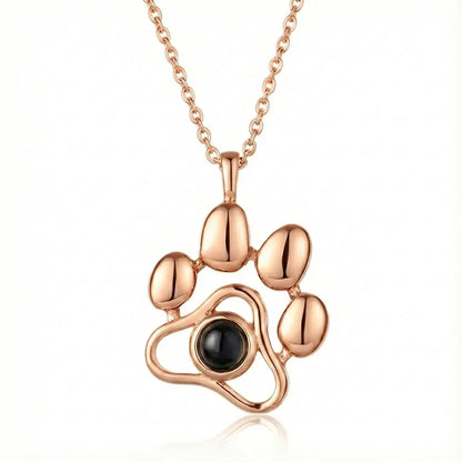 PhilU - Personalised Love Paw Photo Projection Necklace - Premium E-Coating Cooper / Rose gold