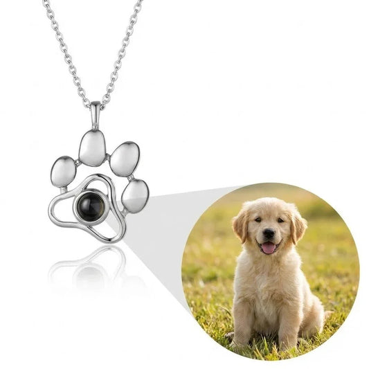 PhilU - Personalised Love Paw Photo Projection Necklace - Premium E-Coating Cooper / Rose gold