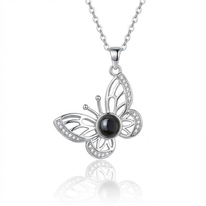 PhilU - Personalised Lumina Butterfly Photo Projection Necklace - Premium E-Coating Cooper / Silver