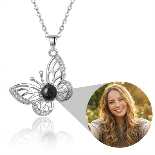 PhilU - Personalised Lumina Butterfly Photo Projection Necklace - Premium E-Coating Cooper / Rose gold