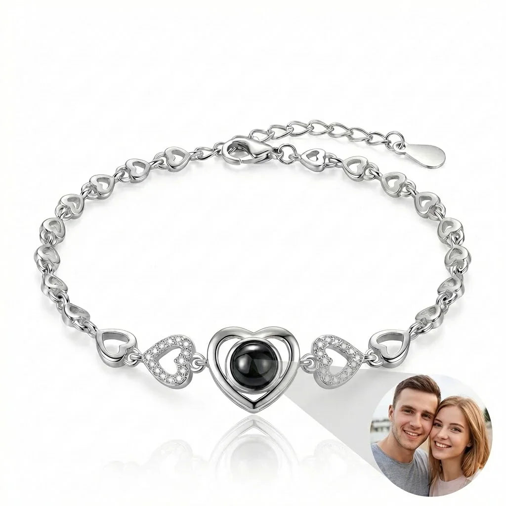 PhilU - Personalised Magic Heart Photo Projection Bracelet - Premium E-Coating Cooper / Rose gold