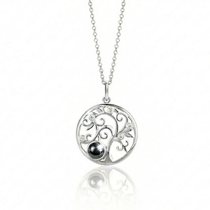 PhilU - Personalised Tree of Life Photo Projection Necklace - Premium E-Coating Cooper / Silver