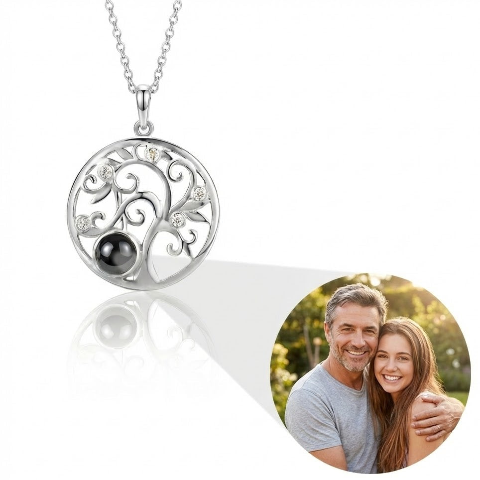 PhilU - Personalised Tree of Life Photo Projection Necklace - Premium E-Coating Cooper / Rose gold
