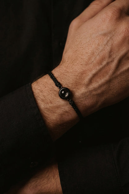 PhilU - Personalised Classic Loop Photo Projection Bracelet - Classic / Premium E-Coating Cooper / Black/Gunmetal - Male Model