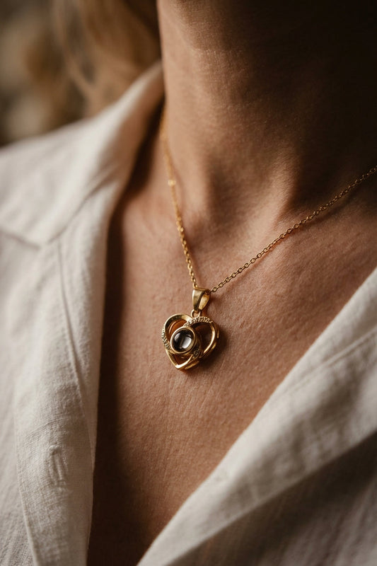 PhilU - Personalised Classic Rope Photo Projection Bracelet - Premium E-Coating Cooper / Pink FEmale Model