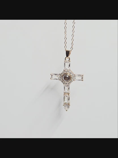 Personalised Classic Holy Cross Photo Projection Necklace